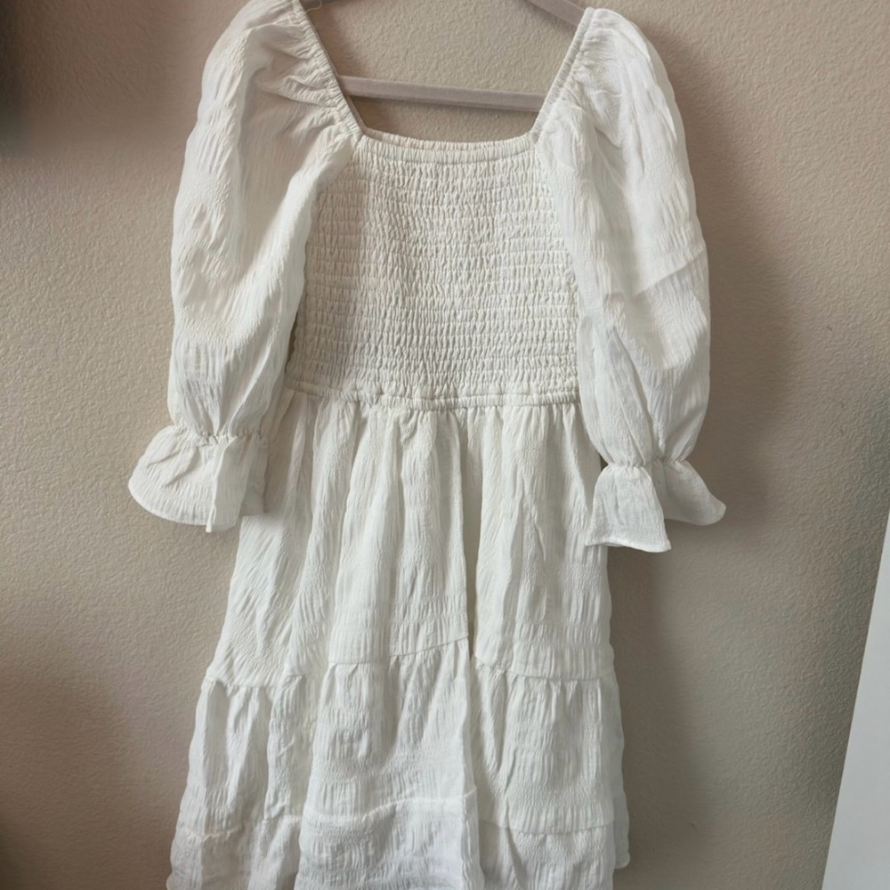 Joyfolie White Smocked Kids Dress